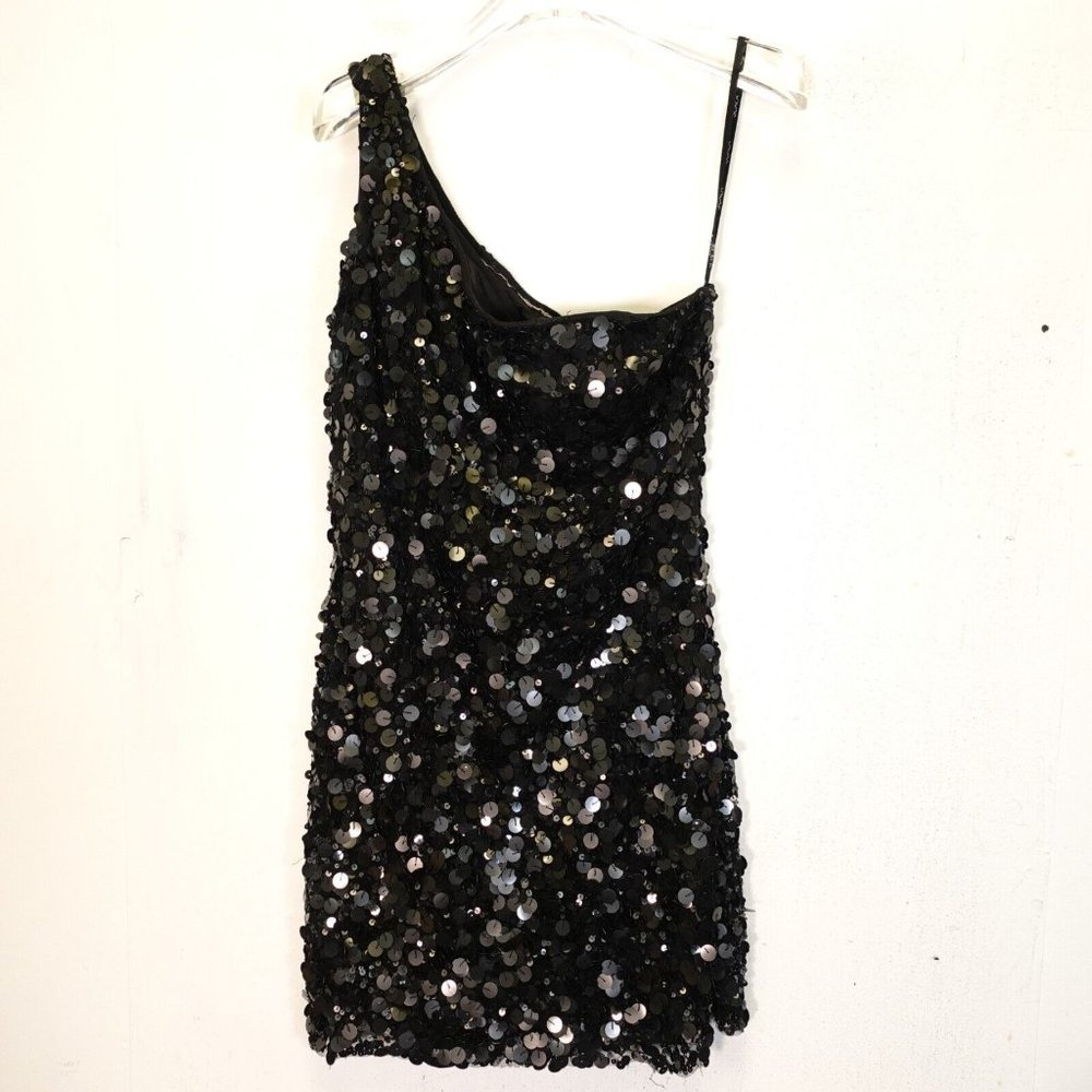 Scala Dress Small Black Mini Bodycon One Shoulder Sequin Party Evening Allover - Picture 11 of 11